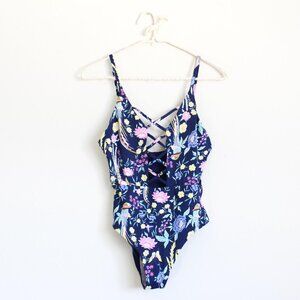 Dippin Daisys Cut-Out Checky Floral One Piece Swimsuit